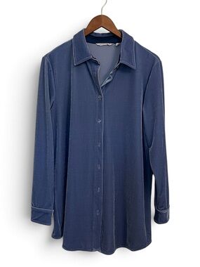 Beautiful Periwinkle Velvet Boyfriend Shirt